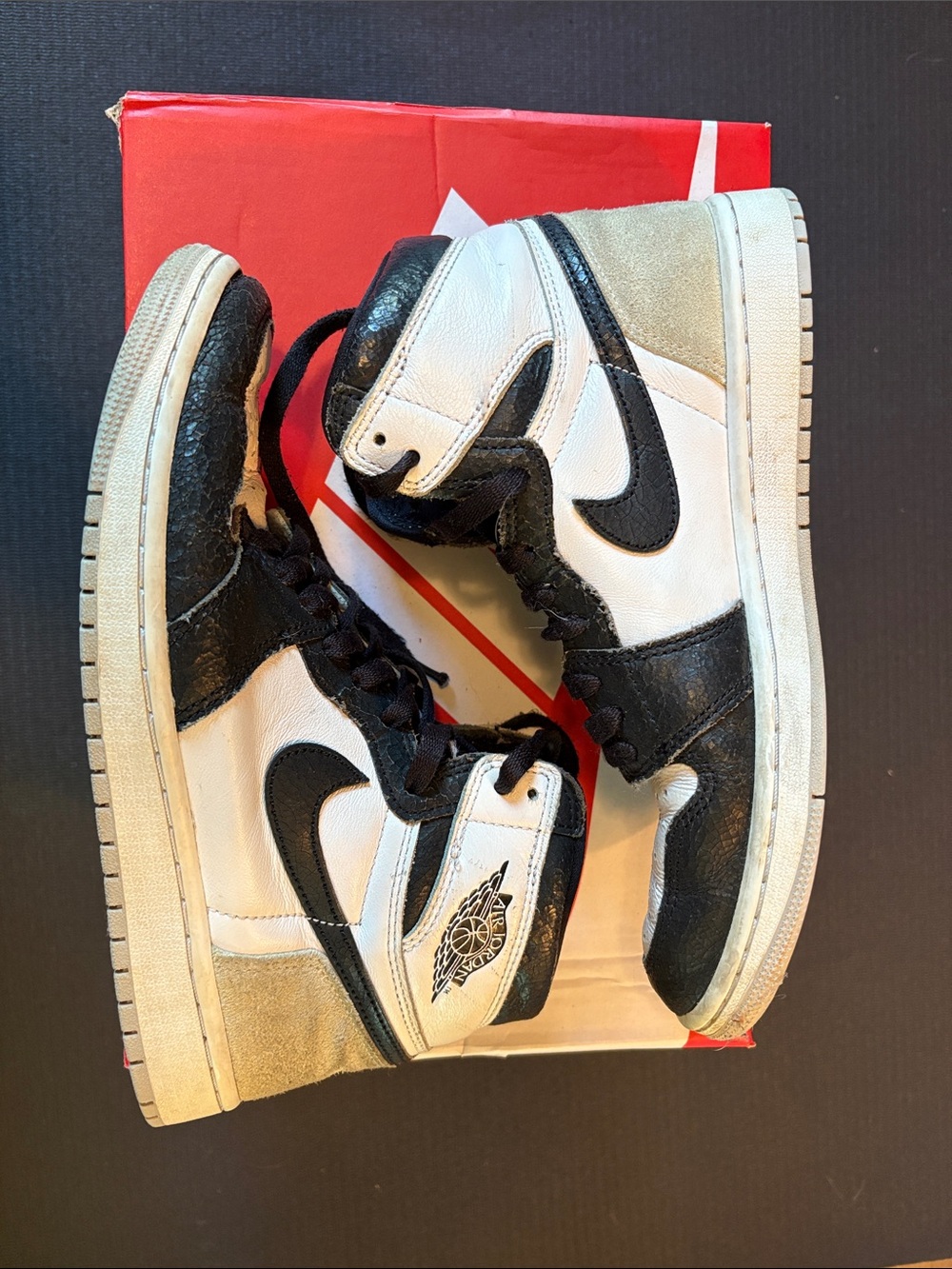 Nike Black, White and Beige High-Top Athletic Sneakers